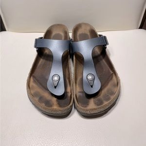 Birkenstock Gizeh Metallic Blue Sandals size 38